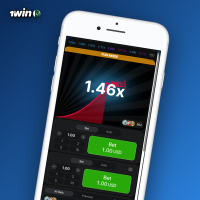 1Win Aviator game auto-cashout field set to 2.00x with a glowing confirmation toggle