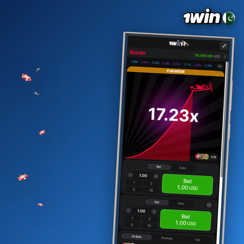 1Win Aviator crash game plane soaring on a multiplier graph for Pakistani players
