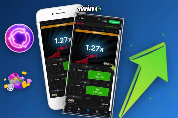 1Win Aviator predictor-style chart comparing steady low cashout versus high-risk multiplier lines