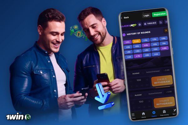 Player using 1Win Lucky Jet auto-cashout at 1.8x on a smartphone screen