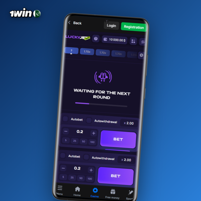 1Win Lucky Jet auto-cashout input set to 1.80x beside a glowing multiplier graph