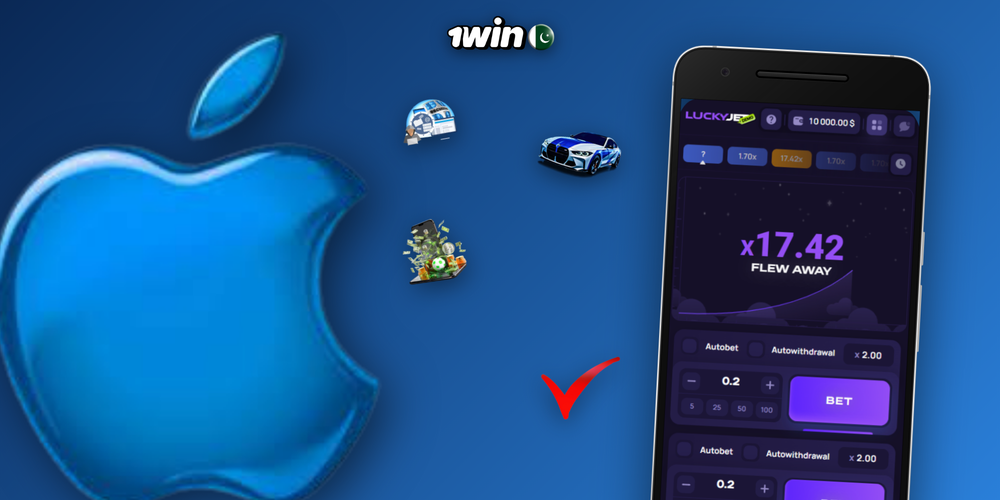 1Win Lucky Jet game interface with Lucky Joe mid-flight and a 2.45x multiplier readout