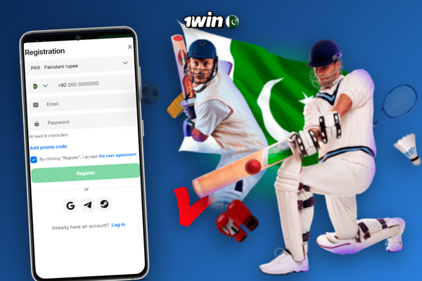 1Win registration form with promo code field highlighted for Pakistani users