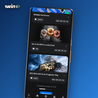 1Win bonus sport express accumulator boost with rising percentage arrow